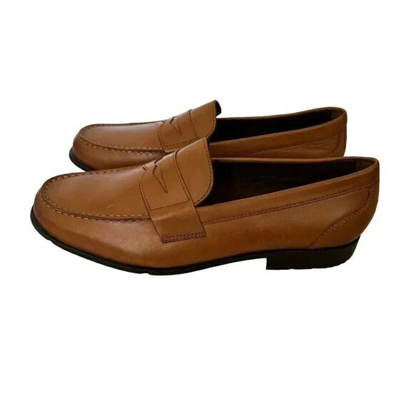 Rockport Men’s Brown Leather Round Toe Penny Loafer Oxford Stylish Shoes SZ 12 - Picture 1 of 16